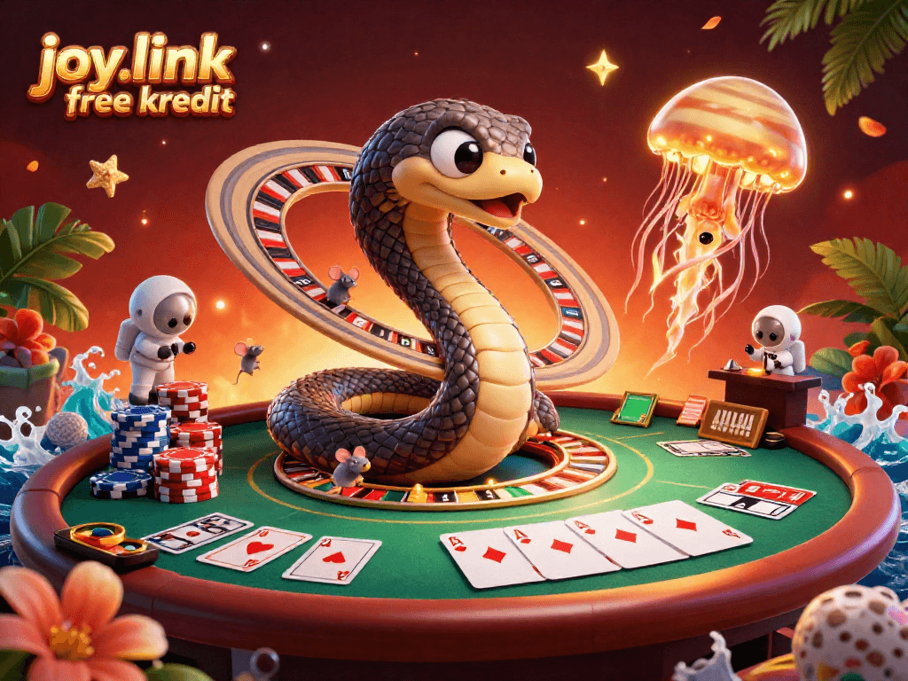 Place bets with joy.link free kredit at a cosmic casino scene featuring unique characters.