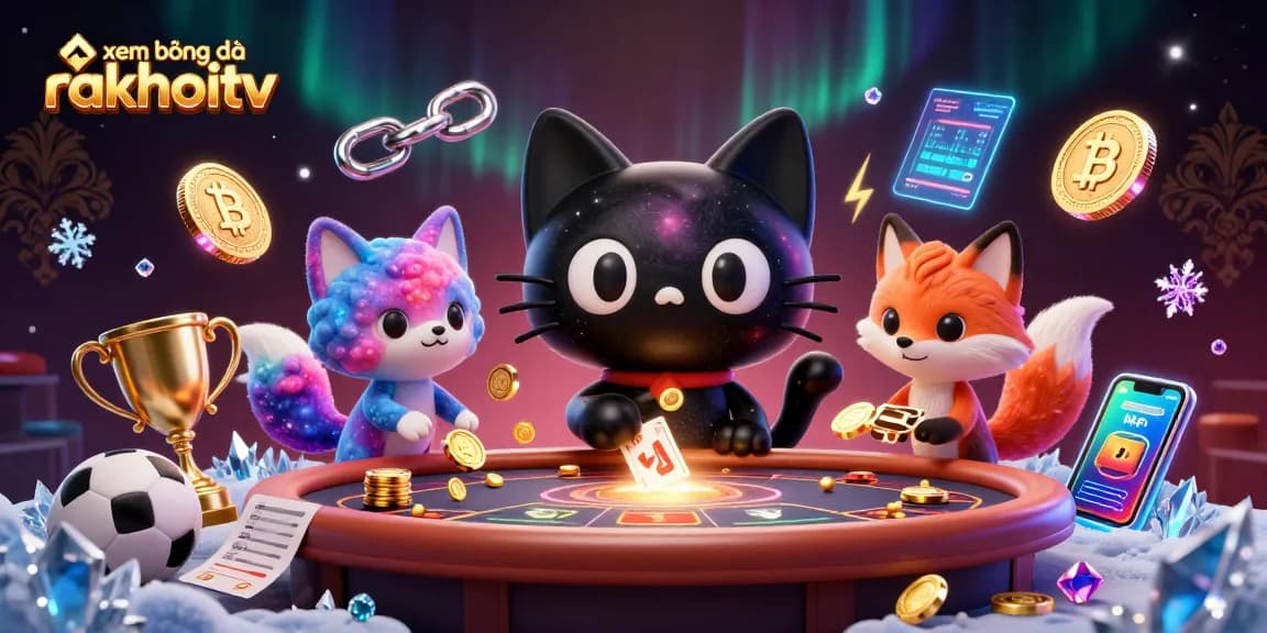 Experience the excitement of xem bóng đá rakhoitv with a cosmic casino cat drawing in golden betting chips.