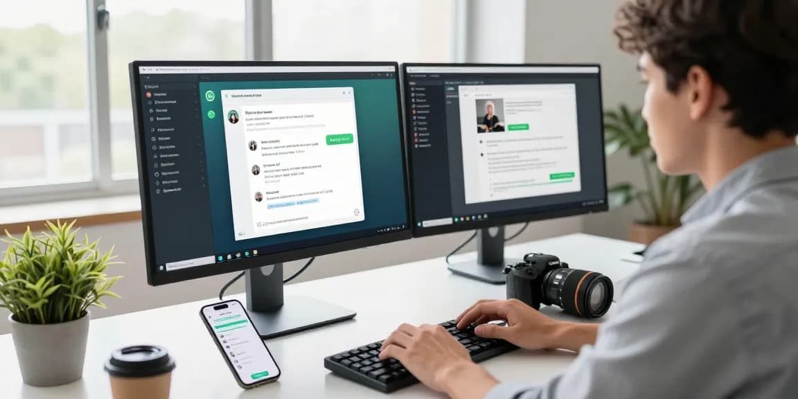 WhatsApp網頁版 in use on desktop, showcasing a productive workspace with chats and files.