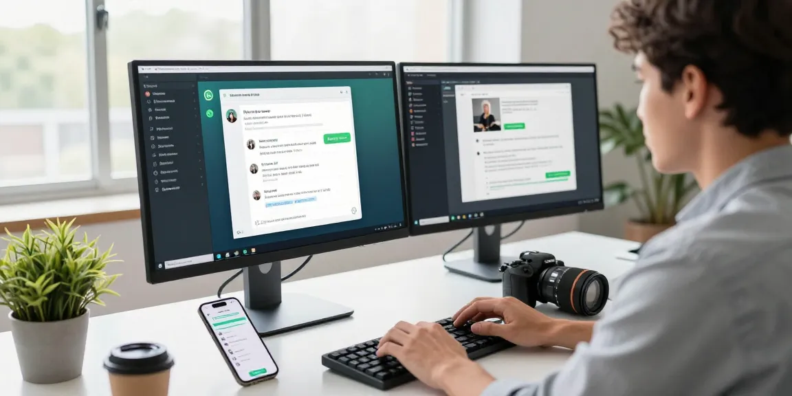 WhatsApp網頁版 in use on desktop, showcasing a productive workspace with chats and files.