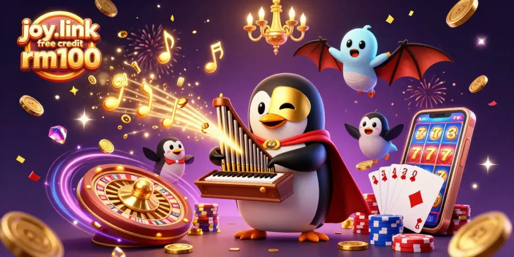 Experience excitement with joy.link free credit rm100 as a phantom penguin plays for wins!