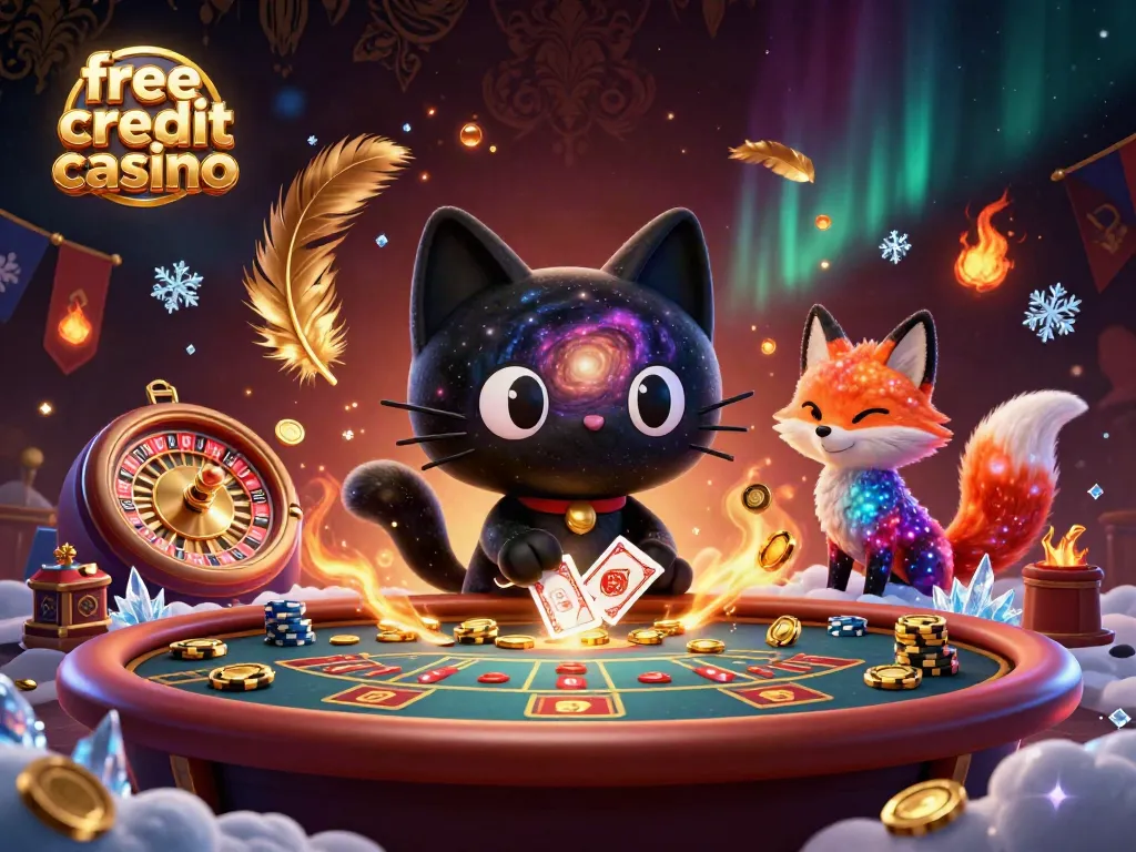 Spin to win at a free credit casino with colorful characters and exciting game elements!