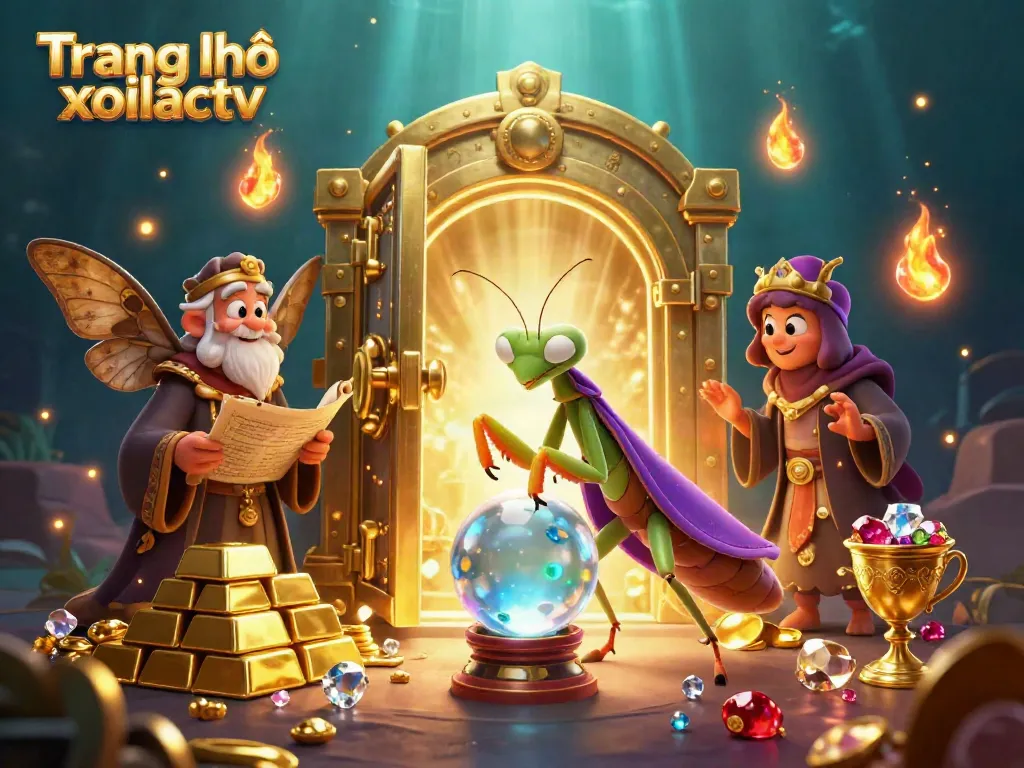 Engage with the immersive experience of Trang chủ xoilactv, featuring whimsical characters in a vibrant gambling-themed illustration.