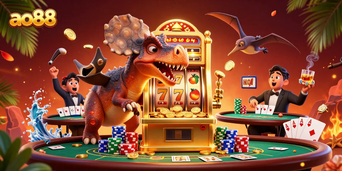Catch the thrill of ao88 as a pachycephalosaurus wins jackpots and golden coins fly!