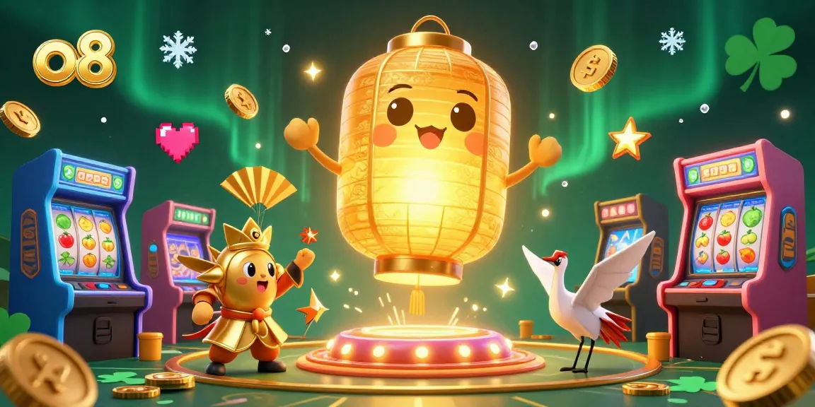 Experience vibrant casino excitement at o8 with a dynamic scene featuring golden lantern guardians and captivating game elements.