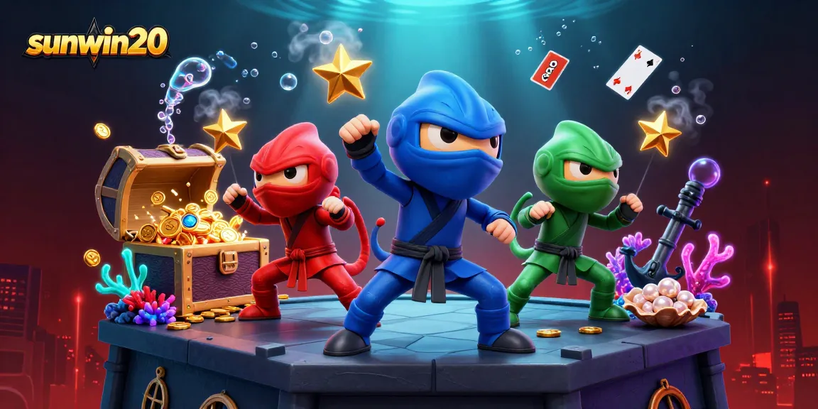 Experience thrilling gameplay at sunwin20 with vibrant chameleon ninjas amidst treasures and casino excitement.